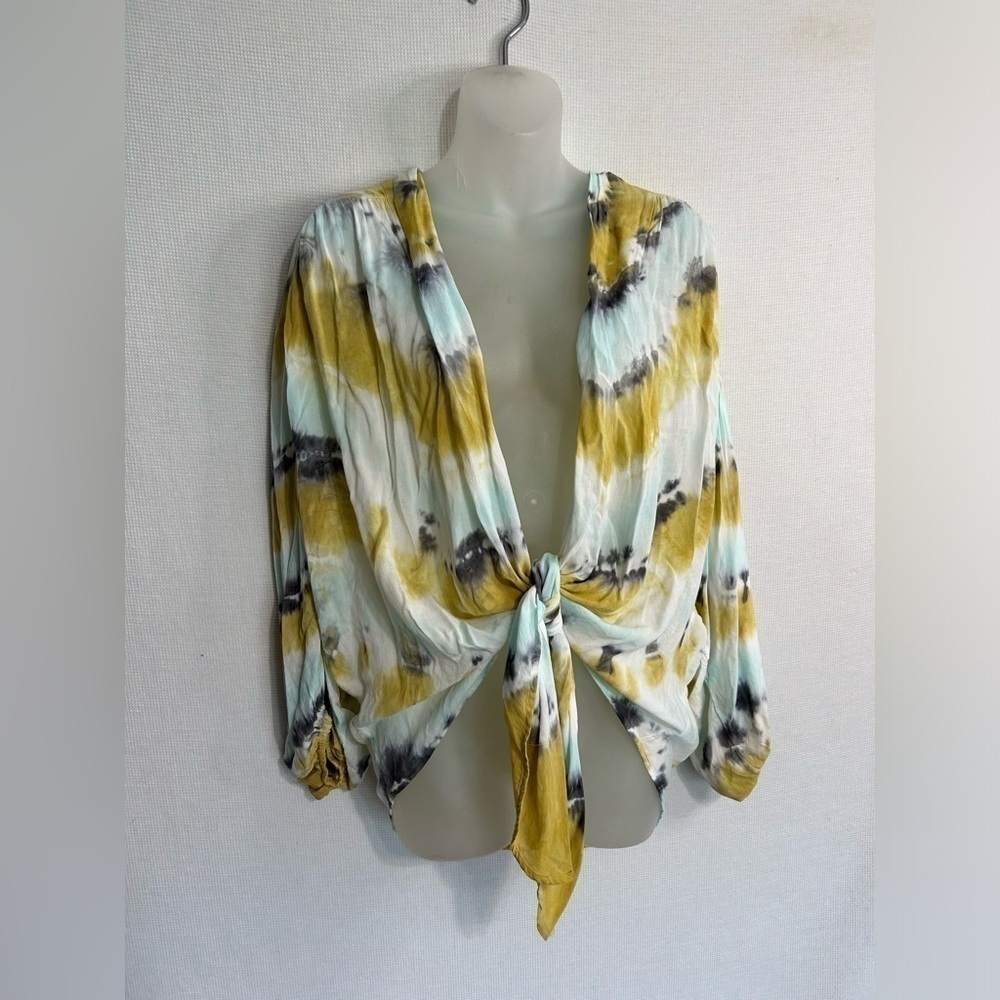 Young Fabulous & Broke Mila Tie Front Top in Olive Harmony Wash - Picture 7 of 7